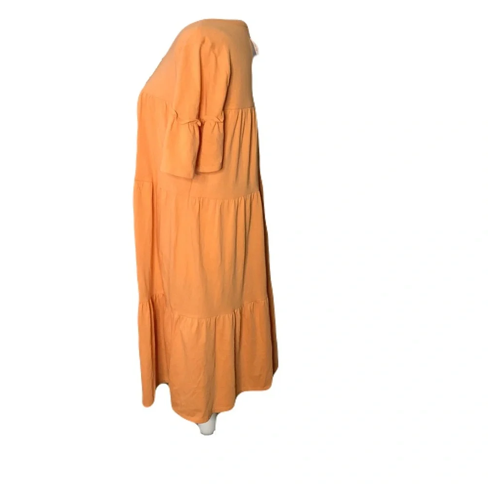 NWT J. Crew Women’s Medium Orange Tie-Neck Short Sleeve Summer Tiered Mini Dress